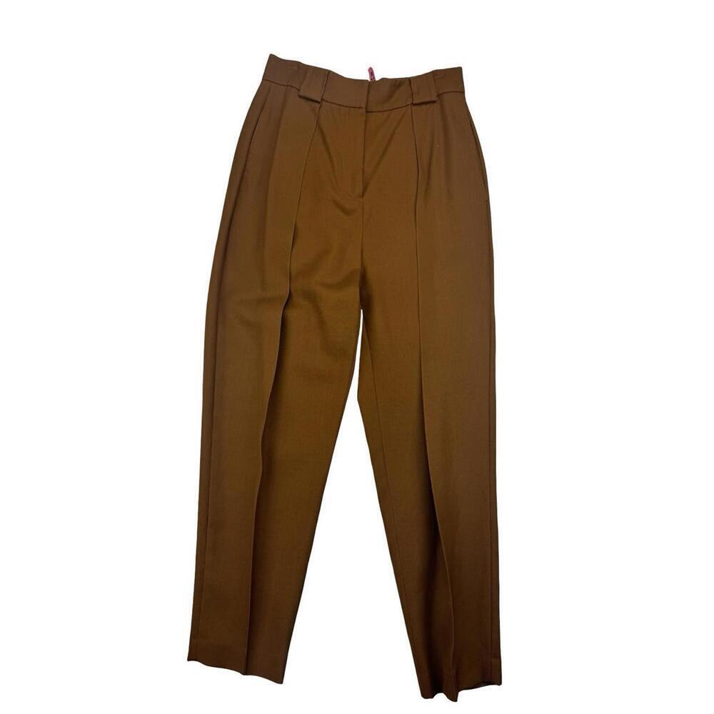 Judith & Charles Virgin Wool Kent Pleated Pants Tobacco Brown Size US 2 | 25 W
